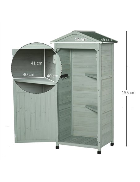 Outsunny Wooden Garden Shed, Outdoor Storage Cabinet with 2 Shelves and Hooks, Locking Organiser Outdoor Narrow Tool House, 74x5 - pic 150345 | FastDaddyshop