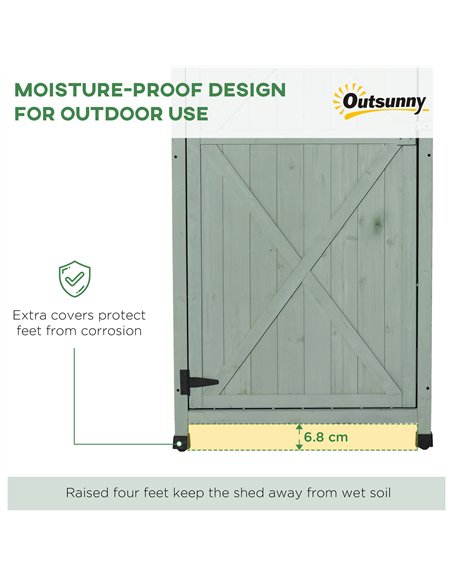 Outsunny Wooden Garden Shed, Outdoor Storage Cabinet with 2 Shelves and Hooks, Locking Organiser Outdoor Narrow Tool House, 74x5 - pic 150348 | FastDaddyshop