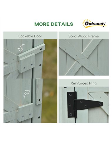Outsunny Wooden Garden Shed, Outdoor Storage Cabinet with 2 Shelves and Hooks, Locking Organiser Outdoor Narrow Tool House, 74x5