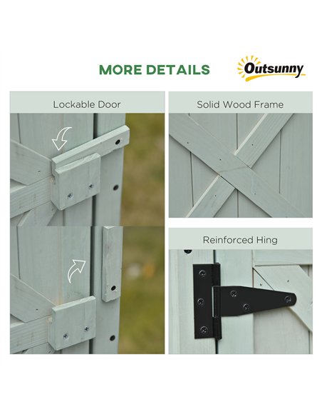 Outsunny Wooden Garden Shed, Outdoor Storage Cabinet with 2 Shelves and Hooks, Locking Organiser Outdoor Narrow Tool House, 74x5 - pic 150349 | FastDaddyshop
