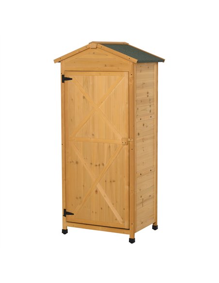 Outsunny Wooden Garden Shed, Outdoor Storage Cabinet with 2 Shelves and Hooks, Locking Organiser Outdoor Narrow Tool House, 74x5 - pic 150352 | FastDaddyshop