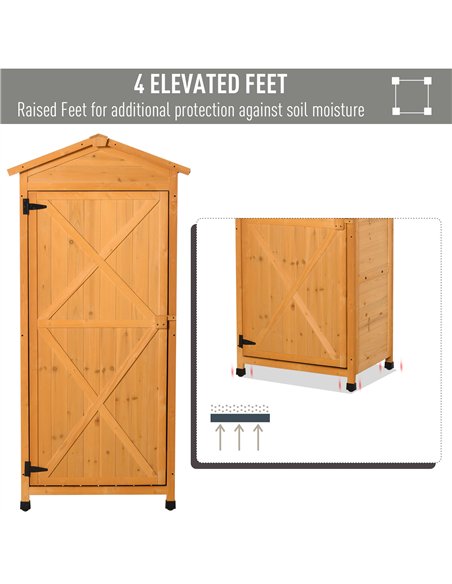 Outsunny Wooden Garden Shed, Outdoor Storage Cabinet with 2 Shelves and Hooks, Locking Organiser Outdoor Narrow Tool House, 74x5 - pic 150355 | FastDaddyshop