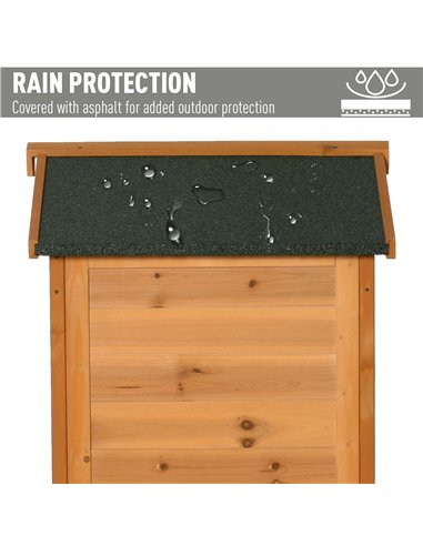 Outsunny Wooden Garden Shed, Outdoor Storage Cabinet with 2 Shelves and Hooks, Locking Organiser Outdoor Narrow Tool House, 74x5