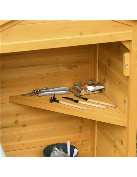 Outsunny Wooden Garden Shed, Outdoor Storage Cabinet with 2 Shelves and Hooks, Locking Organiser Outdoor Narrow Tool House, 74x5 - pic 150359 | FastDaddyshop
