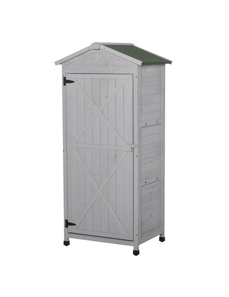 Outsunny Wooden Garden Shed, Outdoor Storage Cabinet with 2 Shelves and Hooks, Locking Organiser Outdoor Narrow Tool House, 74x5 - pic 150361 | FastDaddyshop