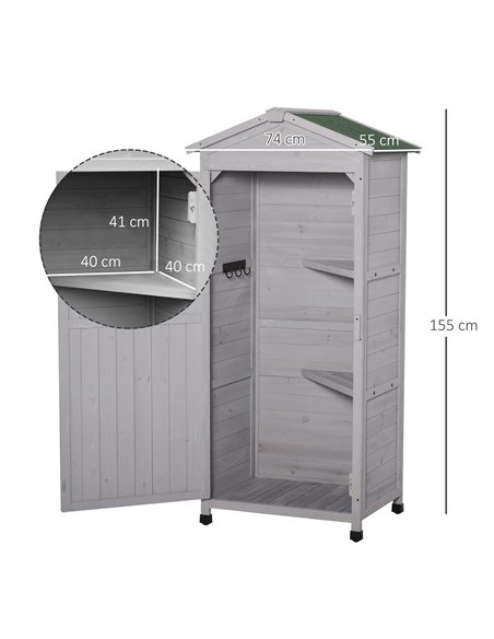 Outsunny Wooden Garden Shed, Outdoor Storage Cabinet with 2 Shelves and Hooks, Locking Organiser Outdoor Narrow Tool House, 74x5 - pic 150363 | FastDaddyshop
