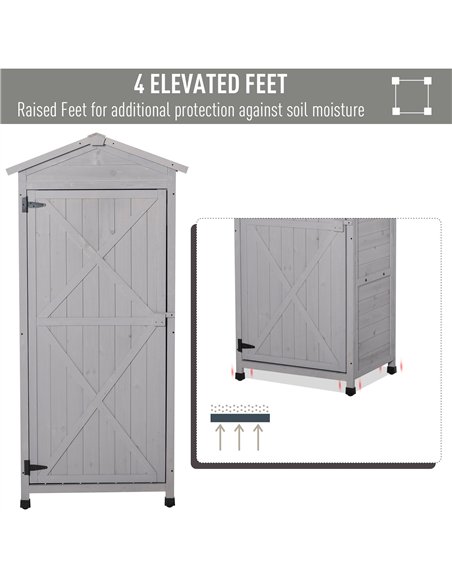 Outsunny Wooden Garden Shed, Outdoor Storage Cabinet with 2 Shelves and Hooks, Locking Organiser Outdoor Narrow Tool House, 74x5 - pic 150366 | FastDaddyshop