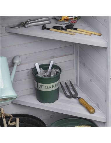 Outsunny Wooden Garden Shed, Outdoor Storage Cabinet with 2 Shelves and Hooks, Locking Organiser Outdoor Narrow Tool House, 74x5