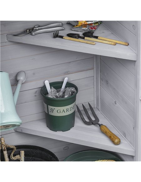 Outsunny Wooden Garden Shed, Outdoor Storage Cabinet with 2 Shelves and Hooks, Locking Organiser Outdoor Narrow Tool House, 74x5 - pic 150368 | FastDaddyshop