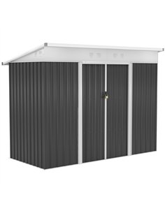 Outsunny 7.6 x 4.3ft Garden Storage Shed with Lockable Sliding Doors and Ventilation, Metal Garden Tool Storage House, Dark Grey