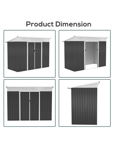 Outsunny 7.6 x 4.3ft Garden Storage Shed with Lockable Sliding Doors and Ventilation, Metal Garden Tool Storage House, Dark Grey