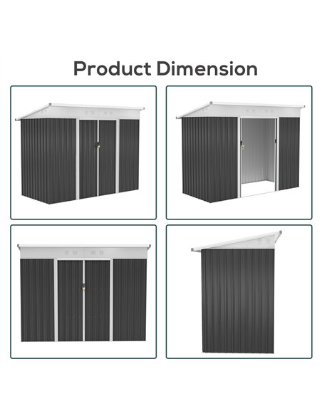 Outsunny 7.6 x 4.3ft Garden Storage Shed with Lockable Sliding Doors and Ventilation, Metal Garden Tool Storage House, Dark Grey - pic 150373 | FastDaddyshop