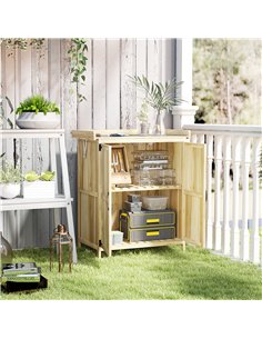 Outsunny 43 x 74cm Fir Wood Shed, with Metal Worktop - Natural Finish 2