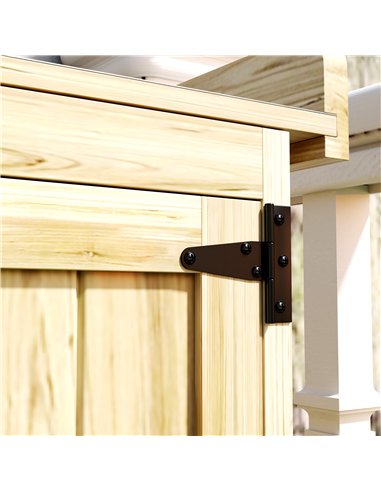 Outsunny 43 x 74cm Fir Wood Shed, with Metal Worktop - Natural Finish