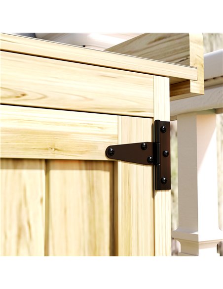Outsunny 43 x 74cm Fir Wood Shed, with Metal Worktop - Natural Finish - pic 150386 | FastDaddyshop