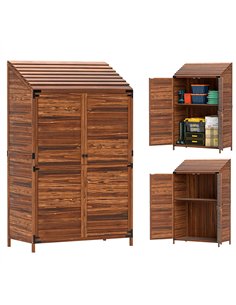 Outsunny 59 x 103.5 cm Two-Tier Wooden Garden Shed - Brown