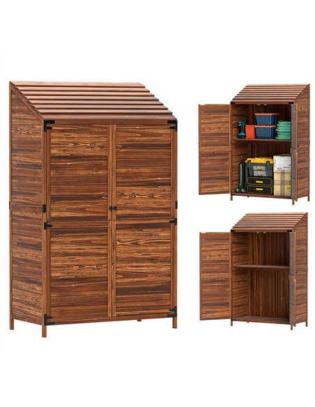 Outsunny 59 x 103.5 cm Two-Tier Wooden Garden Shed - Brown - pic 150388 | FastDaddyshop