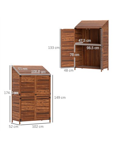 Outsunny 59 x 103.5 cm Two-Tier Wooden Garden Shed - Brown