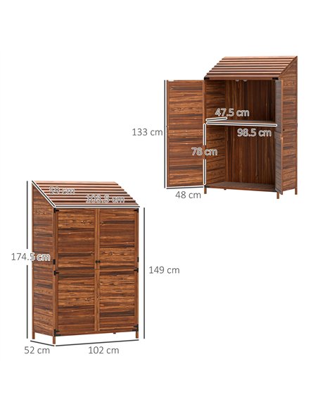 Outsunny 59 x 103.5 cm Two-Tier Wooden Garden Shed - Brown - pic 150390 | FastDaddyshop