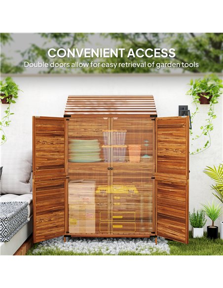 Outsunny 59 x 103.5 cm Two-Tier Wooden Garden Shed - Brown - pic 150392 | FastDaddyshop