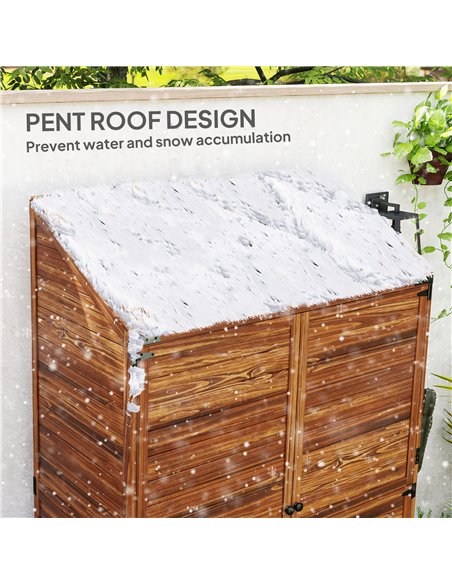 Outsunny 59 x 103.5 cm Two-Tier Wooden Garden Shed - Brown - pic 150393 | FastDaddyshop