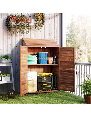 Outsunny 59 x 103.5 cm Two-Tier Wooden Garden Shed - Brown
