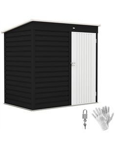 Outsunny 6 x 4ft Metal Garden Storage Shed, Outdoor Tool Storage Shed with Lockable Door and Gloves for Garden, Patio, Dark Grey