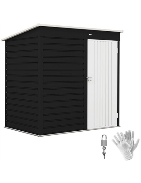 Outsunny 6 x 4ft Metal Garden Storage Shed, Outdoor Tool Storage Shed with Lockable Door and Gloves for Garden, Patio, Dark Grey - pic 150397 | FastDaddyshop