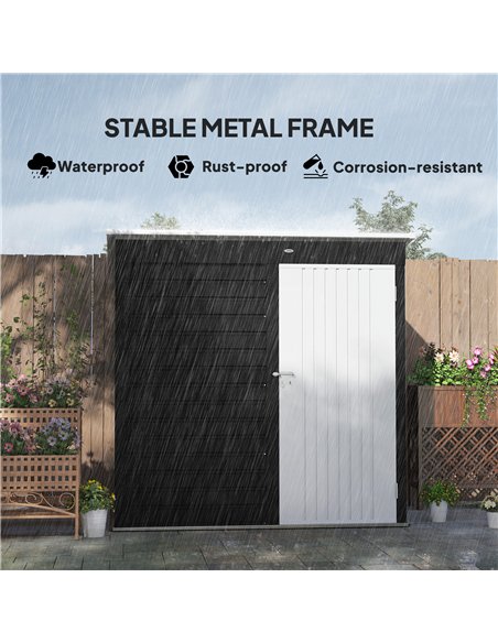 Outsunny 6 x 4ft Metal Garden Storage Shed, Outdoor Tool Storage Shed with Lockable Door and Gloves for Garden, Patio, Dark Grey - pic 150401 | FastDaddyshop