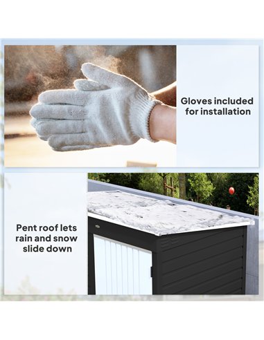 Outsunny 6 x 4ft Metal Garden Storage Shed, Outdoor Tool Storage Shed with Lockable Door and Gloves for Garden, Patio, Dark Grey