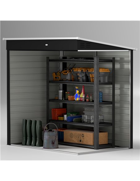 Outsunny 6 x 4ft Metal Garden Storage Shed, Outdoor Tool Storage Shed with Lockable Door and Gloves for Garden, Patio, Dark Grey - pic 150403 | FastDaddyshop