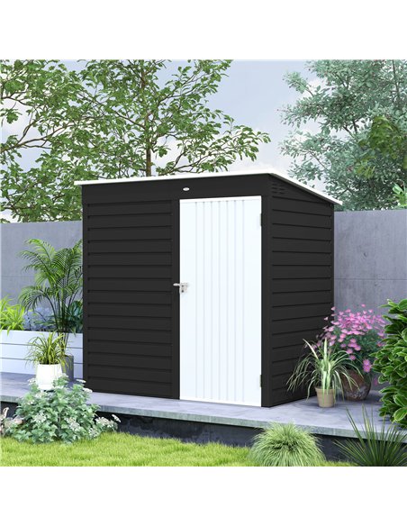 Outsunny 6 x 4ft Metal Garden Storage Shed, Outdoor Tool Storage Shed with Lockable Door and Gloves for Garden, Patio, Dark Grey - pic 150404 | FastDaddyshop