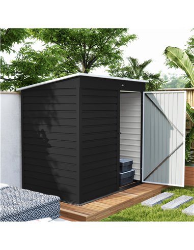 Outsunny 6 x 4ft Metal Garden Storage Shed, Outdoor Tool Storage Shed with Lockable Door and Gloves for Garden, Patio, Dark Grey