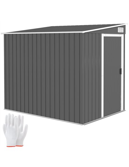 Outsunny 7 x 5ft Galvanised Metal Shed, with Sliding Door - Dark Grey - pic 150406 | FastDaddyshop