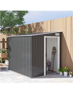 Outsunny 7 x 5ft Galvanised Metal Shed, with Sliding Door - Dark Grey 2