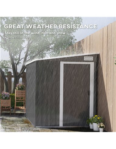 Outsunny 7 x 5ft Galvanised Metal Shed, with Sliding Door - Dark Grey