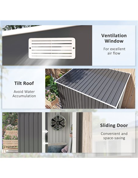 Outsunny 7 x 5ft Galvanised Metal Shed, with Sliding Door - Dark Grey - pic 150412 | FastDaddyshop