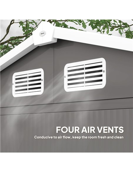 Outsunny 7 x 4ft Garden Shed, Easy to Assemble, Upgraded Galvanised Steel Frame with Foundation Kit, Double Doors with Lock, Out - pic 150418 | FastDaddyshop