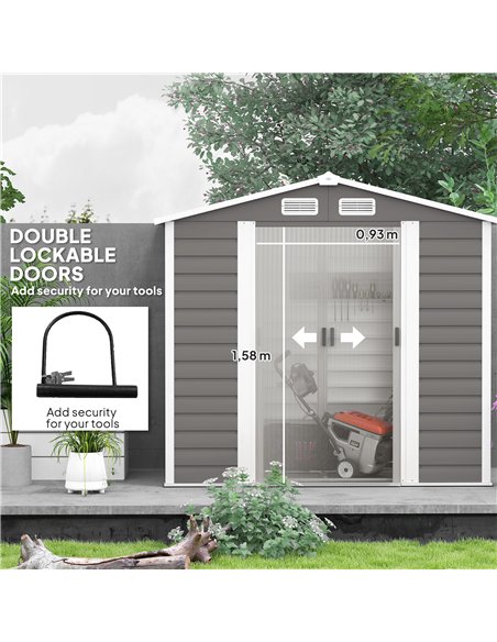Outsunny 7 x 4ft Garden Shed, Easy to Assemble, Upgraded Galvanised Steel Frame with Foundation Kit, Double Doors with Lock, Out - pic 150419 | FastDaddyshop