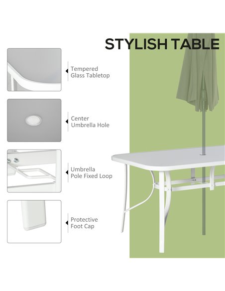 Outsunny 7 Piece Garden Dining Set with Table, Chairs and Parasol Hole, Grey - pic 15042 | FastDaddyshop