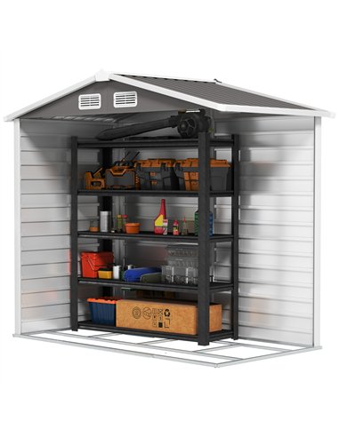 Outsunny 7 x 4ft Garden Shed, Easy to Assemble, Upgraded Galvanised Steel Frame with Foundation Kit, Double Doors with Lock, Out