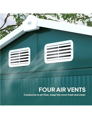 Outsunny 7 x 4ft Garden Shed, Easy to Assemble, Upgraded Galvanised Steel Frame with Foundation Kit, Double Doors with Lock, Out