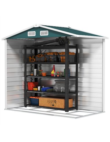 Outsunny 7 x 4ft Garden Shed, Easy to Assemble, Upgraded Galvanised Steel Frame with Foundation Kit, Double Doors with Lock, Out