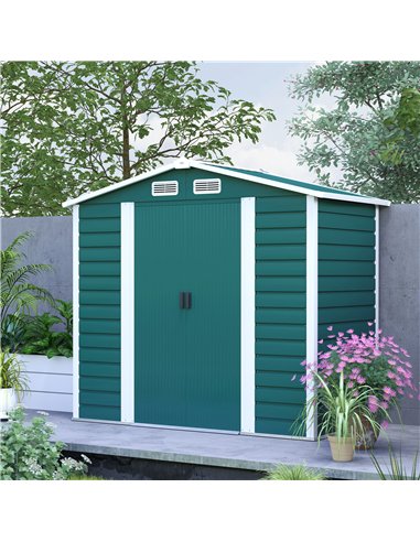 Outsunny 7 x 4ft Garden Shed, Easy to Assemble, Upgraded Galvanised Steel Frame with Foundation Kit, Double Doors with Lock, Out