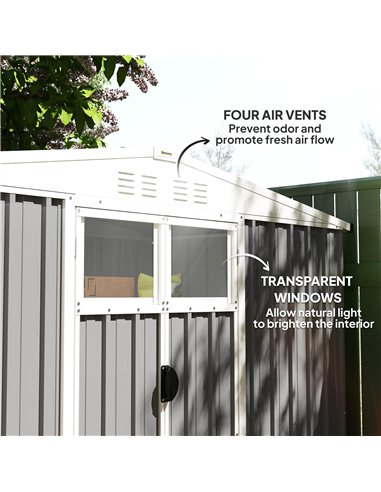 Outsunny 8 x 4 ft Metal Garden Shed, Garden Storage Shed with Window, 4 Vents and Lockable Door, Waterproof Galvanised Steel Too