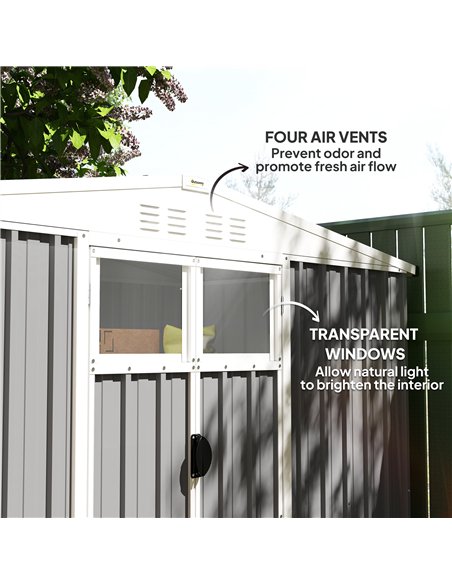 Outsunny 8 x 4 ft Metal Garden Shed, Garden Storage Shed with Window, 4 Vents and Lockable Door, Waterproof Galvanised Steel Too - pic 150436 | FastDaddyshop