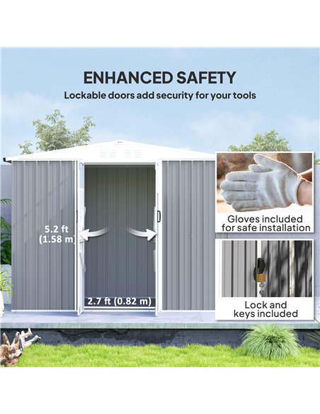 Outsunny 8 x 4 ft Metal Garden Shed, Garden Storage Shed with Window, 4 Vents and Lockable Door, Waterproof Galvanised Steel Too - pic 150437 | FastDaddyshop
