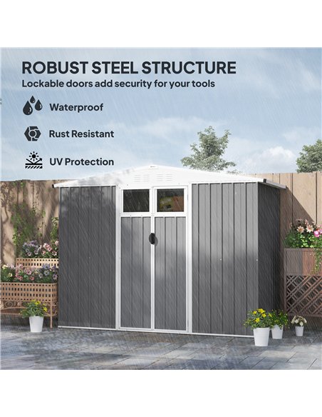 Outsunny 8 x 4 ft Metal Garden Shed, Garden Storage Shed with Window, 4 Vents and Lockable Door, Waterproof Galvanised Steel Too - pic 150438 | FastDaddyshop
