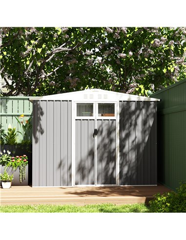 Outsunny 8 x 4 ft Metal Garden Shed, Garden Storage Shed with Window, 4 Vents and Lockable Door, Waterproof Galvanised Steel Too