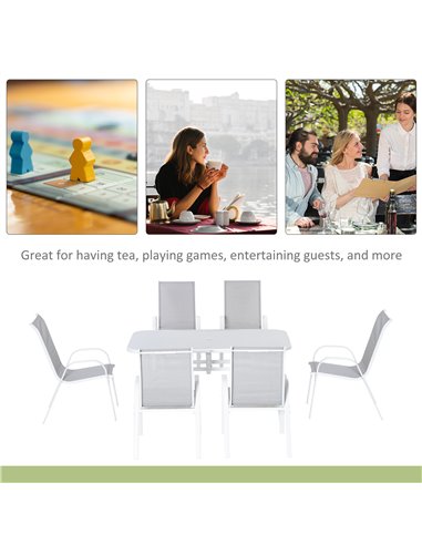 Outsunny 7 Piece Garden Dining Set with Table, Chairs and Parasol Hole, Grey